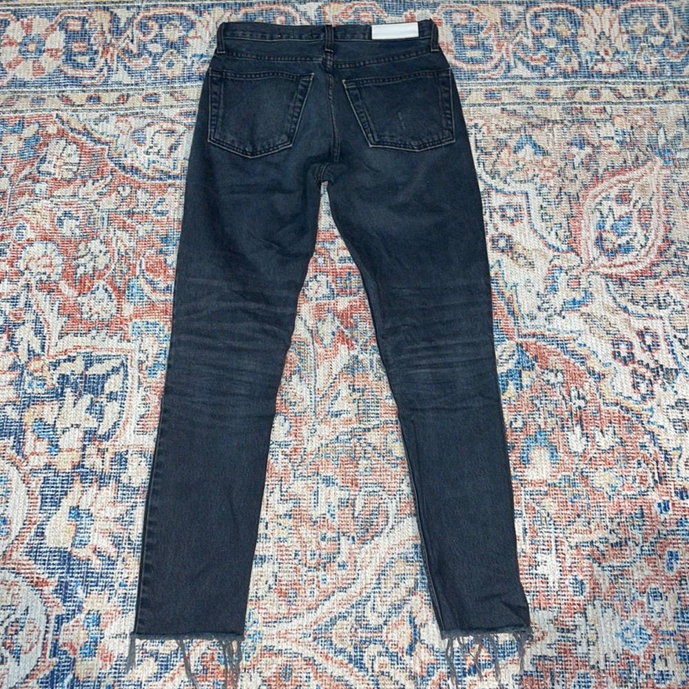 Re/Done Originals Distressed Button Fly Jeans in Worn Black SZ 24 VGUC - Picture 3 of 5